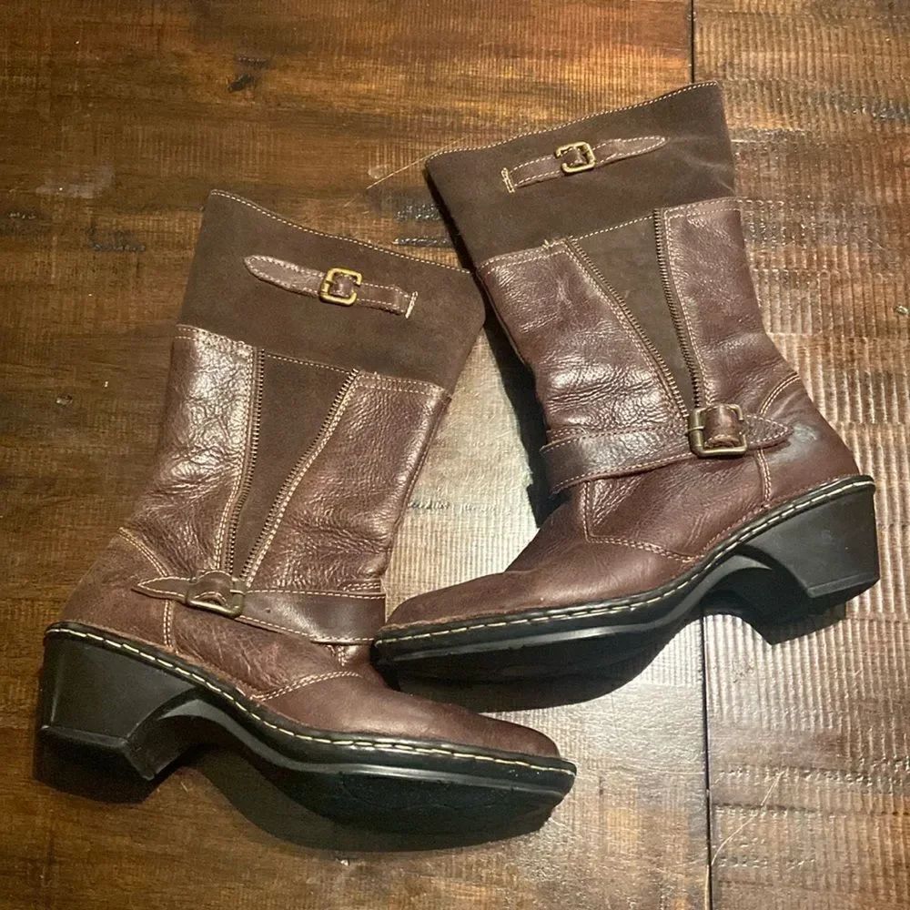 Lobo Solo Brown Leather Boots Zipper Buckle Detail 8.5 Ladies